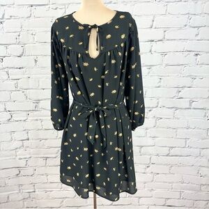 Madewell Tie-Waist Mini Dress in French Daisies Black Womens XS Floral Prairie